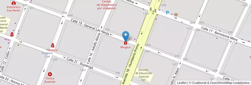 Mapa de ubicacion de Mugica en Argentinië, Buenos Aires, Partido De Luján.