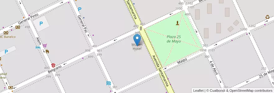 Mapa de ubicacion de Mullen Hotel en Argentina, Buenos Aires, Partido De Tandil, Tandil.