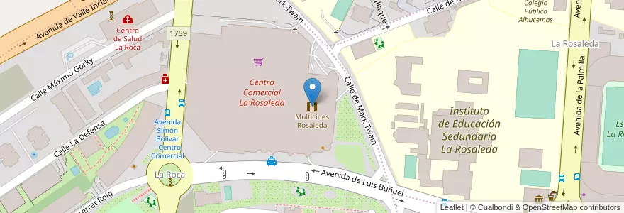 Mapa de ubicacion de Multicines Rosaleda en Sepanyol, Andalucía, Málaga, Málaga-Costa Del Sol, Málaga.