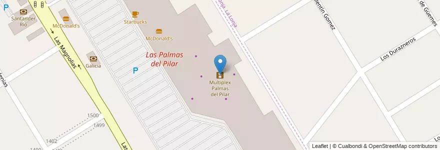 Mapa de ubicacion de Multiplex Palmas del Pilar en آرژانتین, استان بوئنوس آیرس, Partido Del Pilar.
