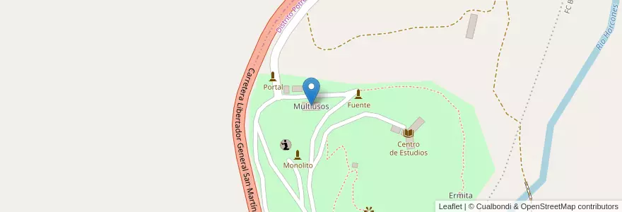 Mapa de ubicacion de Multiusos en Argentina, Chile, Mendoza, Departamento Las Heras.