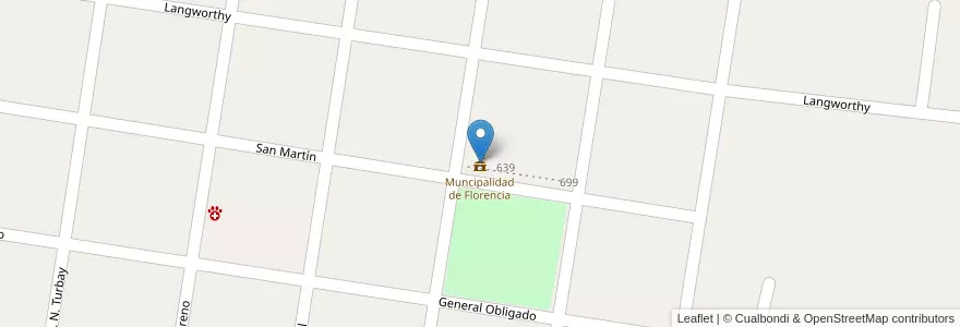 Mapa de ubicacion de Muncipalidad de Florencia en Argentine, Santa Fe, Departamento General Obligado, Municipio De Florencia.