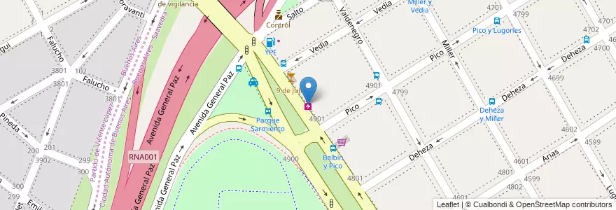Mapa de ubicacion de Mundial Parque Sarmiento, Saavedra en Argentine, Ciudad Autónoma De Buenos Aires, Comuna 12, Partido De Vicente López, Buenos Aires, Vicente López.
