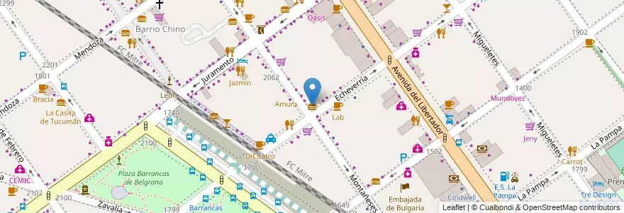 Mapa de ubicacion de Müni Almacén, Belgrano en Arjantin, Ciudad Autónoma De Buenos Aires, Buenos Aires, Comuna 13.