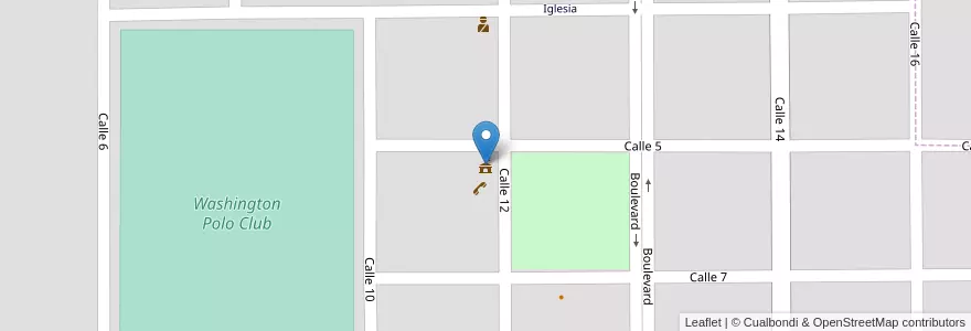 Mapa de ubicacion de Municipal en آرژانتین, Córdoba, Departamento Río Cuarto, Pedanía Tres De Febrero, Comuna De Washington, Washington.