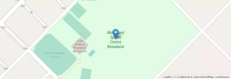 Mapa de ubicacion de Municipal Sports Centre Rivadavia en الأرجنتين, بوينس آيرس, Partido De Lincoln.