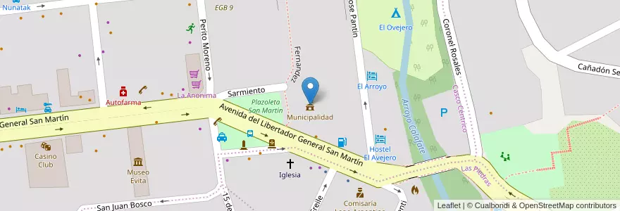 Mapa de ubicacion de Municipalidad en 아르헨티나, 마가야네스이데라안타르티카칠레나주, 칠레, 산타크루스주, El Calafate, Lago Argentino.