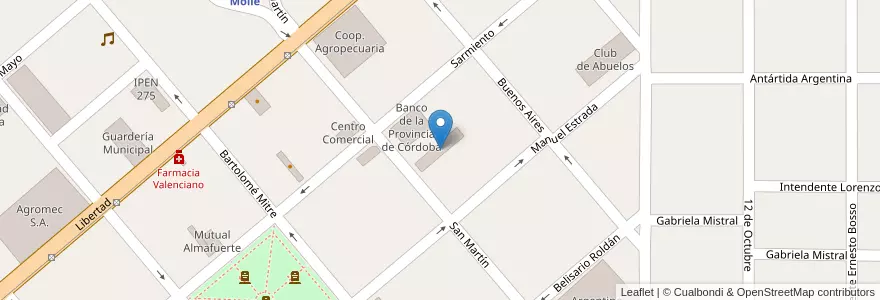 Mapa de ubicacion de Municipalidad en Arjantin, Córdoba, Departamento Río Segundo, Pedanía Calchín, Municipio De Pozo Del Molle, Pozo Del Molle.