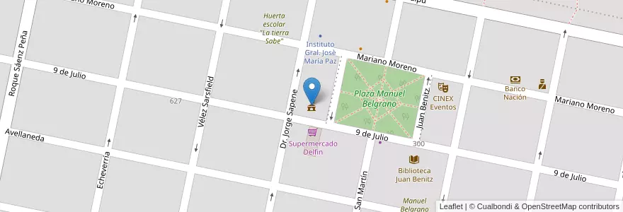 Mapa de ubicacion de Municipalidad en Argentina, Córdoba, Departamento Marcos Juárez, Pedanía Saladillo, Monte Buey.