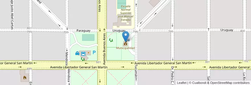 Mapa de ubicacion de Municipalidad en Argentine, Córdoba, Departamento Tercero Arriba, Pedanía Salto, Municipio De Almafuerte, Almafuerte.