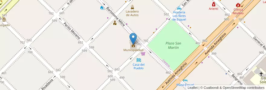 Mapa de ubicacion de Municipalidad en Аргентина, Чили, Чубут, Departamento Futaleufú, Esquel.