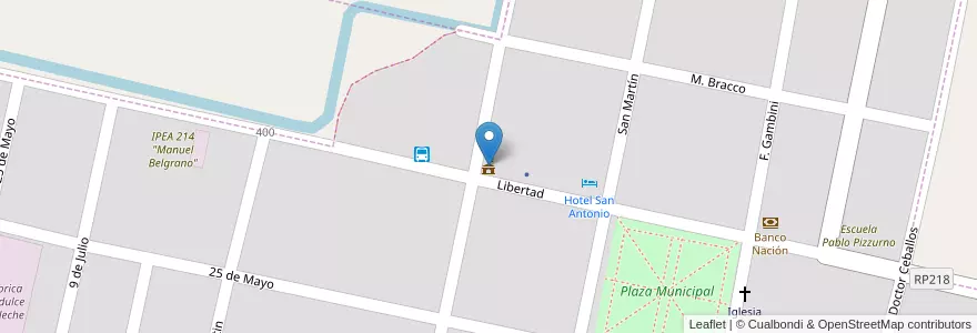 Mapa de ubicacion de Municipalidad en Argentina, Córdoba, Departamento Unión, Pedanía Litín, Municipio De San Antonio De Litín, San Antonio De Litín.