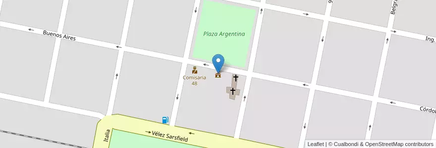 Mapa de ubicacion de Municipalidad en Аргентина, Кордова, Departamento Unión, Pedanía Loboy, Municipio De Canals, Canals.