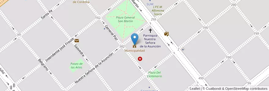Mapa de ubicacion de Municipalidad en 阿根廷, Córdoba, Departamento Juárez Celman, Pedanía Carnerillo, Municipio De General Deheza, General Deheza.