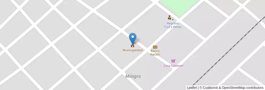 Mapa de ubicacion de Municipalidad en Arjantin, La Rioja, Departamento General Ocampo, Milagro.