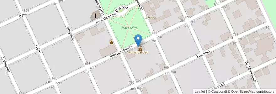 Mapa de ubicacion de Municipalidad en Argentina, Buenos Aires, Partido De Pergamino, Manuel Ocampo.