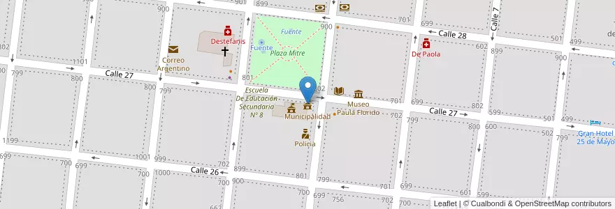 Mapa de ubicacion de Municipalidad en آرژانتین, استان بوئنوس آیرس, Partido De Veinticinco De Mayo, Veinticinco De Mayo.