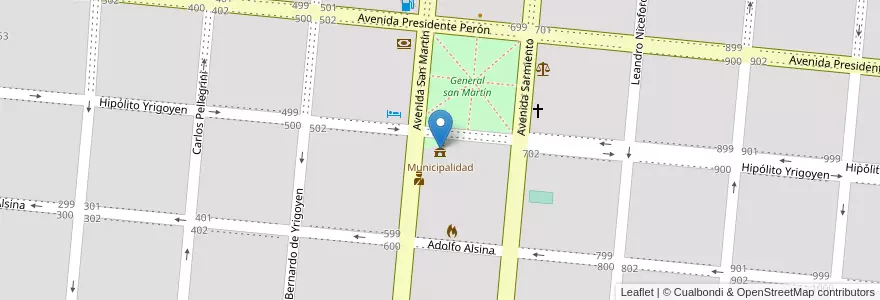 Mapa de ubicacion de Municipalidad en アルゼンチン, ブエノスアイレス州, Partido De General Alvear, General Alvear.