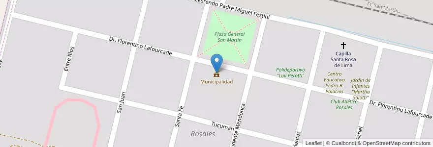 Mapa de ubicacion de Municipalidad en Argentina, Córdoba, Departamento Presidente Roque Sáenz Peña, Pedanía San Martín, Comuna De Rosales, Rosales.