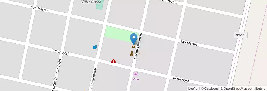Mapa de ubicacion de Municipalidad en 阿根廷, Córdoba, Departamento Presidente Roque Sáenz Peña, Pedanía San Martín, Comuna De Villa Rossi, Villa Rossi.