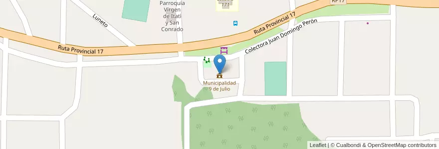 Mapa de ubicacion de Municipalidad 9 de Julio en アルゼンチン, ミシオネス州, Departamento Eldorado, Municipio De 9 De Julio.