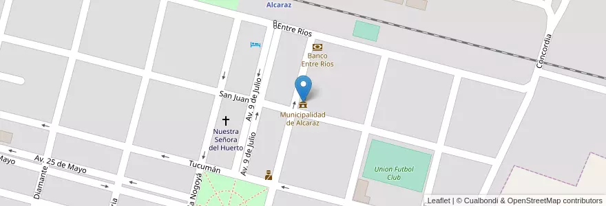 Mapa de ubicacion de Municipalidad de Alcaraz en アルゼンチン, エントレ・リオス州, Departamento La Paz, Distrito Alcaraz Segundo, Alcaraz, Alcaraz.
