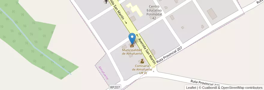 Mapa de ubicacion de Municipalidad de Almafuerte en アルゼンチン, ミシオネス州, Departamento Leandro N. Alem, Municipio De Almafuerte, Almafuerte.