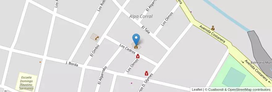 Mapa de ubicacion de Municipalidad de Alpa Corral en الأرجنتين, Córdoba, Departamento Río Cuarto, Pedanía San Bartolomé, Municipio De Alpa Corral, Alpa Corral.