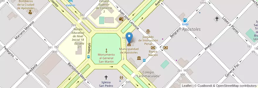 Mapa de ubicacion de Municipalidad de Apóstoles en الأرجنتين, Misiones, Departamento Apóstoles, Municipio De Apóstoles, Apóstoles.