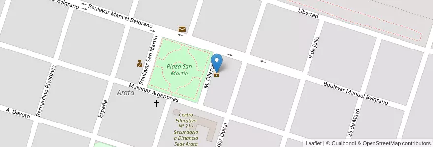 Mapa de ubicacion de Municipalidad de Arata en Argentinië, La Pampa, Departamento Trenel, Municipio De Arata.