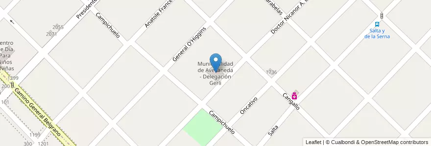 Mapa de ubicacion de Municipalidad de Avellaneda - Delegación Gerli en アルゼンチン, ブエノスアイレス州, Partido De Avellaneda, Gerli.