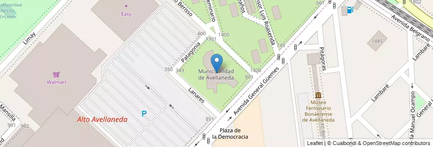Mapa de ubicacion de Municipalidad de Avellaneda en 아르헨티나, 부에노스아이레스주, Partido De Avellaneda, Avellaneda.