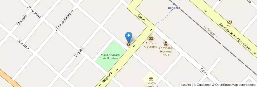 Mapa de ubicacion de Municipalidad de Bandera en Arjantin, Santiago Del Estero, Departamento Belgrano.