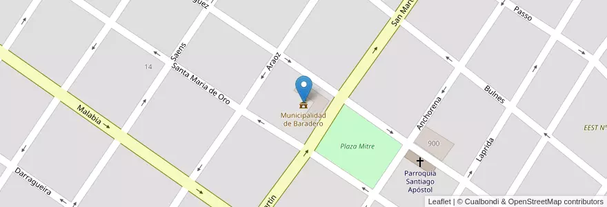 Mapa de ubicacion de Municipalidad de Baradero en アルゼンチン, ブエノスアイレス州, Partido De Baradero, Baradero.