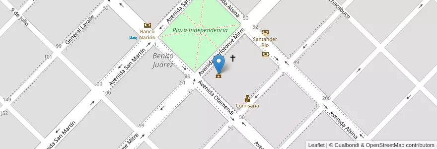 Mapa de ubicacion de Municipalidad de Benito Juárez en 阿根廷, 布宜诺斯艾利斯省, Partido De Benito Juárez, Benito Juárez.