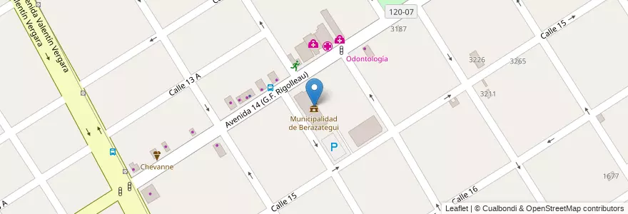 Mapa de ubicacion de Municipalidad de Berazategui en Arjantin, Buenos Aires, Partido De Berazategui, Berazategui.