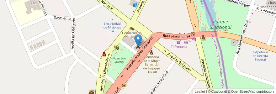 Mapa de ubicacion de Municipalidad de Bernardo de Irigoyen en アルゼンチン, ミシオネス州, Departamento General Manuel Belgrano, Municipio De Bernardo De Irigoyen.