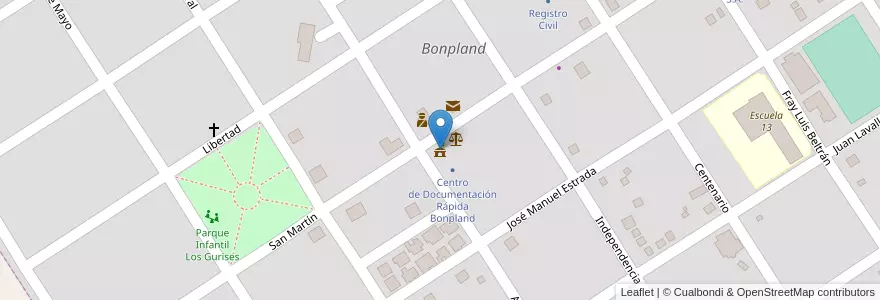 Mapa de ubicacion de Municipalidad de Bonpland en アルゼンチン, ミシオネス州, Departamento Candelaria, Municipio De Bonpland, Bonpland.