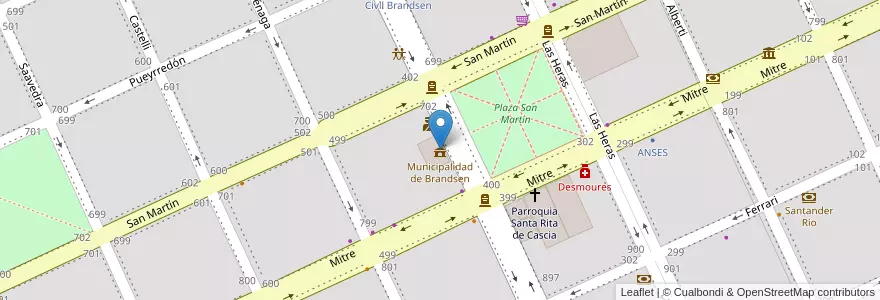 Mapa de ubicacion de Municipalidad de Brandsen en Argentina, Provincia Di Buenos Aires, Brandsen.