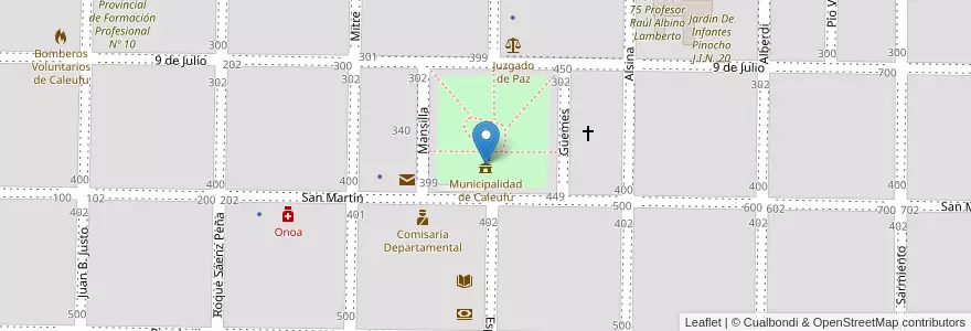 Mapa de ubicacion de Municipalidad de Caleufú en Argentine, La Pampa, Departamento Rancul, Municipio De Caleufú.