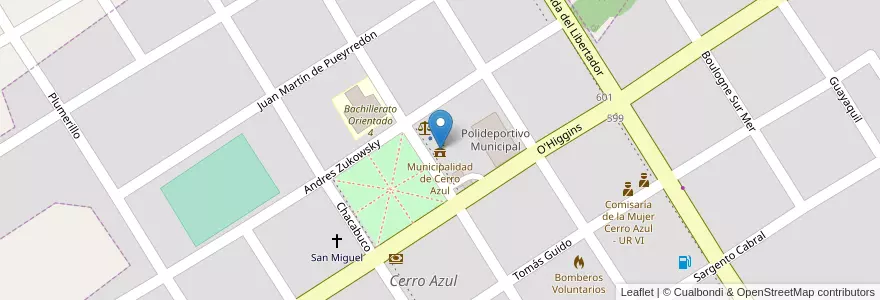 Mapa de ubicacion de Municipalidad de Cerro Azul en Argentinië, Misiones, Departamento Leandro N. Alem, Municipio De Cerro Azul, Cerro Azul.