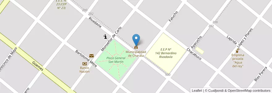 Mapa de ubicacion de Municipalidad de Charata en Arjantin, Chaco, Departamento Chacabuco, Municipio De Charata, Charata.