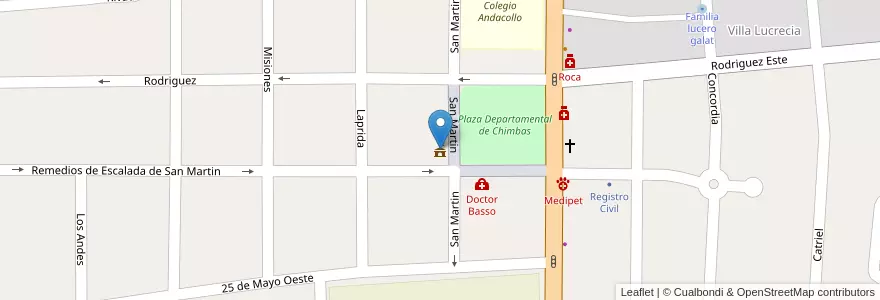 Mapa de ubicacion de Municipalidad de Chimbas en 아르헨티나, San Juan, 칠레, Chimbas.