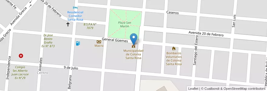 Mapa de ubicacion de Municipalidad de Colonia Santa Rosa en 아르헨티나, Salta, Orán, Municipio De Colonia Santa Rosa, Colonia Santa Rosa.