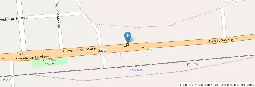 Mapa de ubicacion de Municipalidad de Comallo en 아르헨티나, 칠레, 리오네그로주, Departamento Pilcaniyeu, Comallo.