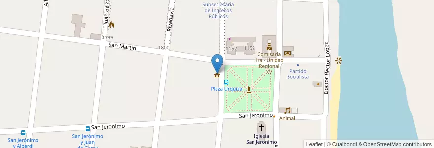Mapa de ubicacion de Municipalidad de Coronda en Argentinien, Santa Fe, Departamento San Jerónimo, Municipio De Coronda.