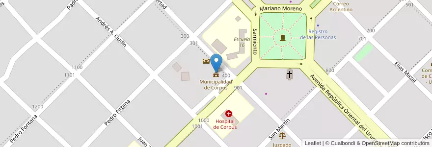 Mapa de ubicacion de Municipalidad de Corpus en Argentinië, Misiones, Departamento San Ignacio, Municipio De Corpus Christi, Corpus Christi.