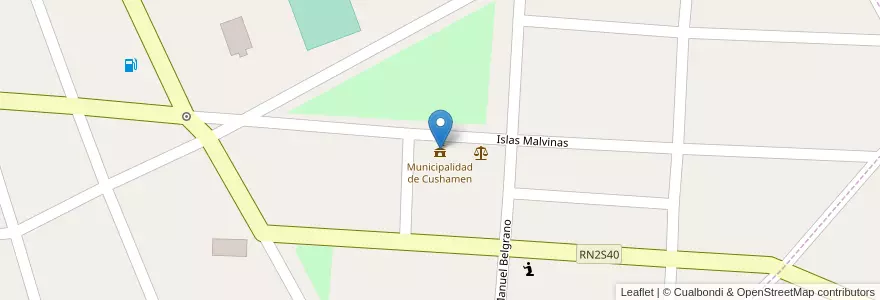 Mapa de ubicacion de Municipalidad de Cushamen en アルゼンチン, チリ, チュブ州, Departamento Cushamen, Cushamen.