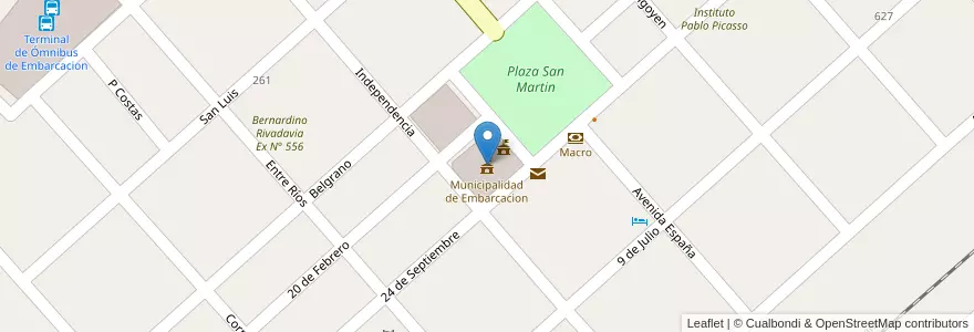 Mapa de ubicacion de Municipalidad de Embarcacion en آرژانتین, Salta, General San Martín, Municipio De Embarcación.