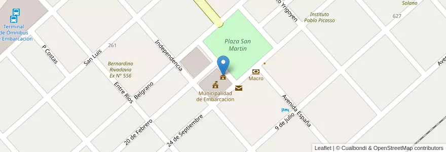 Mapa de ubicacion de Municipalidad de Embarcacion en Argentine, Salta, General San Martín, Municipio De Embarcación.